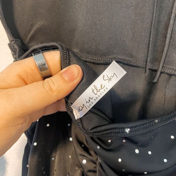 Lucy in the Sky Josie Open Back Black Silver Foil Mini Dress M - Picture 4 of 6